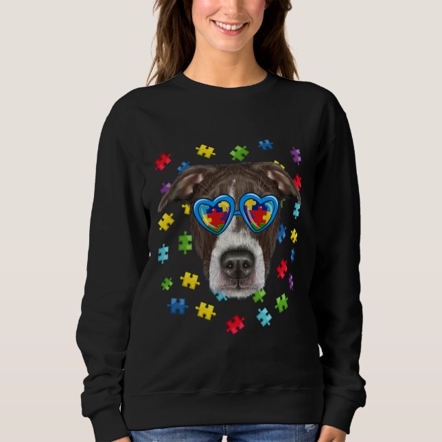 Funny Autism Pitbull Dog Puzzle Sonnenbrille Boys  Sweatshirt (Vorderseite)