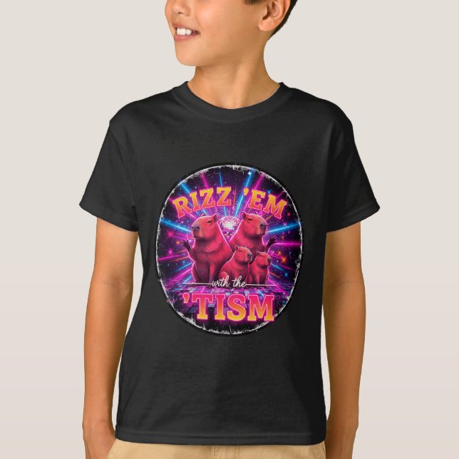 Funny Autism Rizz Em With The Tism Capybara Meme A T-Shirt (Vorderseite)