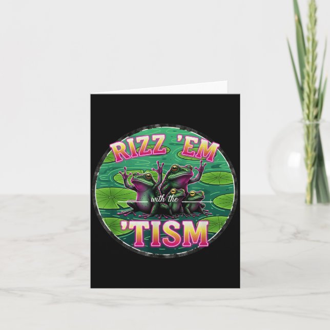 Funny Autism Rizz Em With The Tism Frog Meme Autis Karte (Vorderseite)