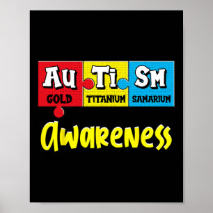 Funny Autismus Bewusstsein Puzzle Chemical Periodi Poster