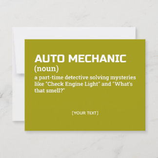 Funny Auto Mechanic Definition Geschenk Postkarte