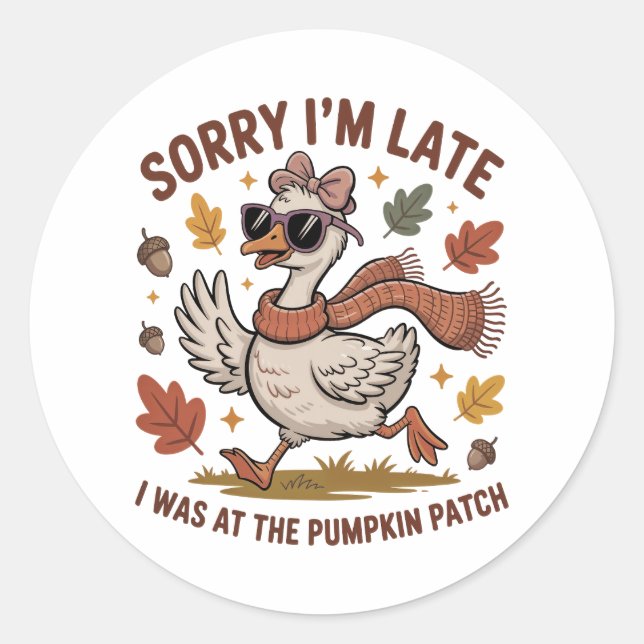 Funny Autumn Goose Runder Aufkleber (Vorderseite)