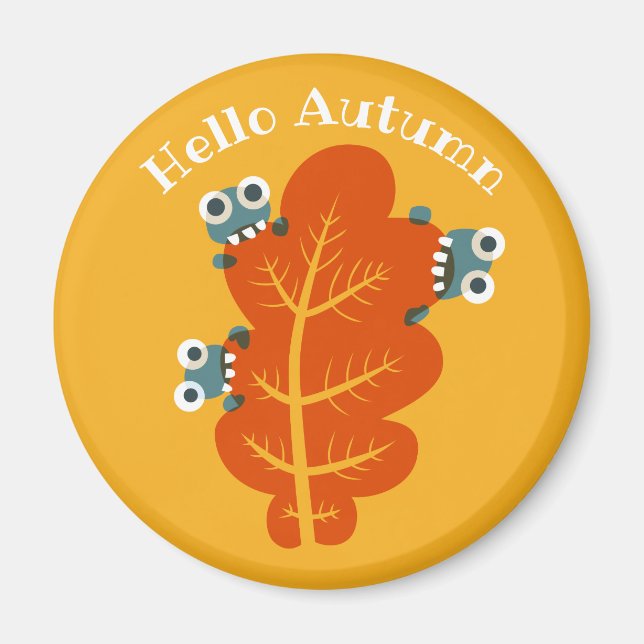Funny Autumn Leaf Nature Lover Yellow Magnet (Vorne)