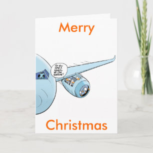 Funny Aviation Cartoon Merry Christmas Card Feiertagskarte