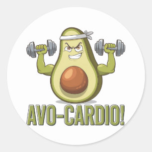 Funny Avo-Cardio Avocado Fitness Design Runder Aufkleber