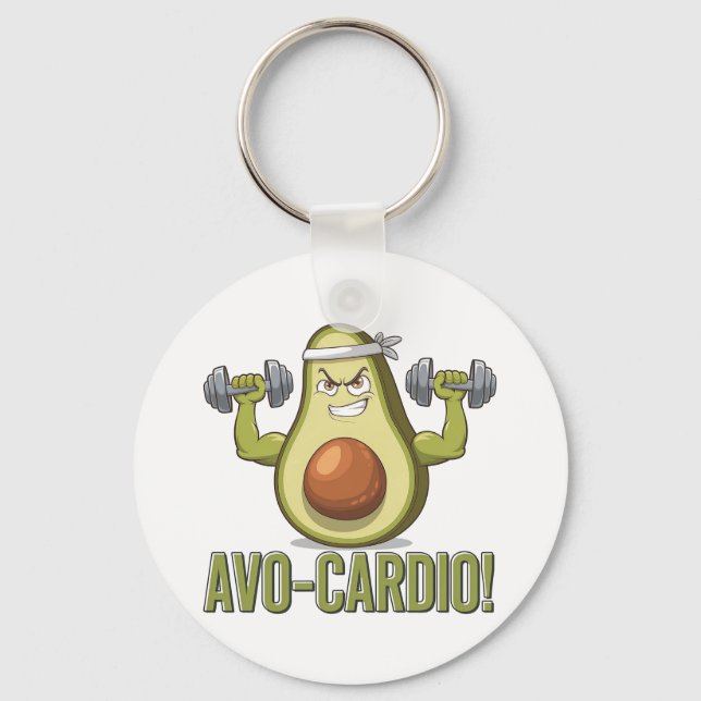 Funny Avo-Cardio Avocado Fitness Design Schlüsselanhänger (Vorderseite)