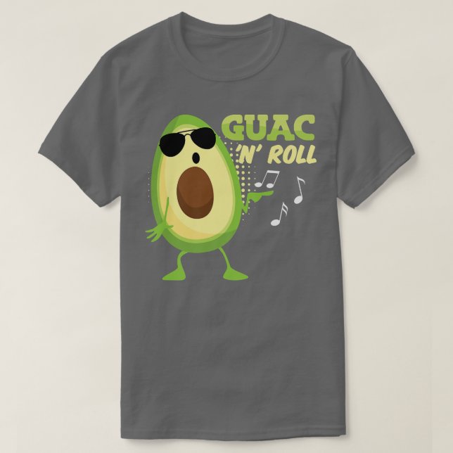 Funny Avocado Guac n Roll Guacamole Meican Rocker T-Shirt (Design vorne)