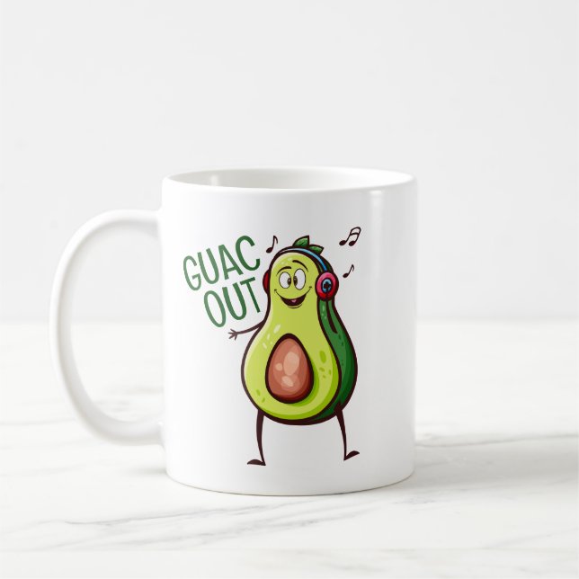Funny Avocado Music Headphones Kaffeetasse (Links)