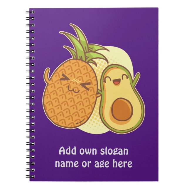 Funny Avocado Pineaple BESTE FREUNDIN Kawaii Notizblock (Vorderseite)