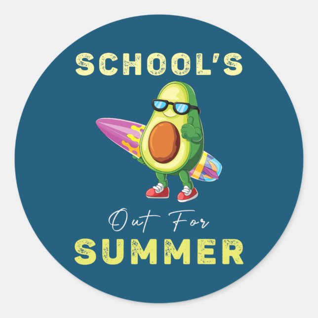 Funny Avocado Schulen für Sommerlehrer Runder Aufkleber (Vorderseite)