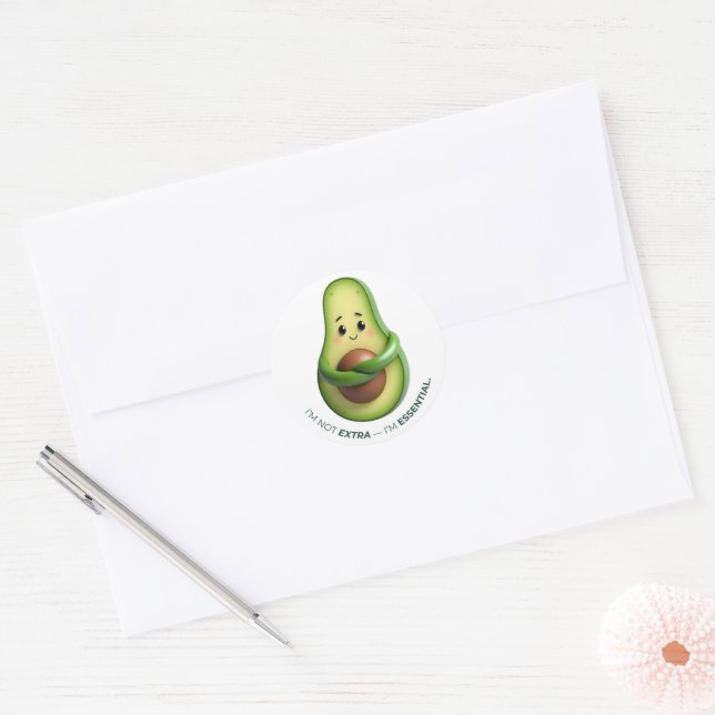 Funny Avocado Tote – I’m Not Extra, I’m Essential Runder Aufkleber (Umschlag)