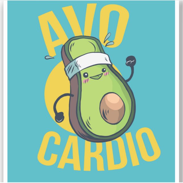 Funny AVOCARDIO Avocado Übung Herzgrafik Aufkleber (Vorderseite)