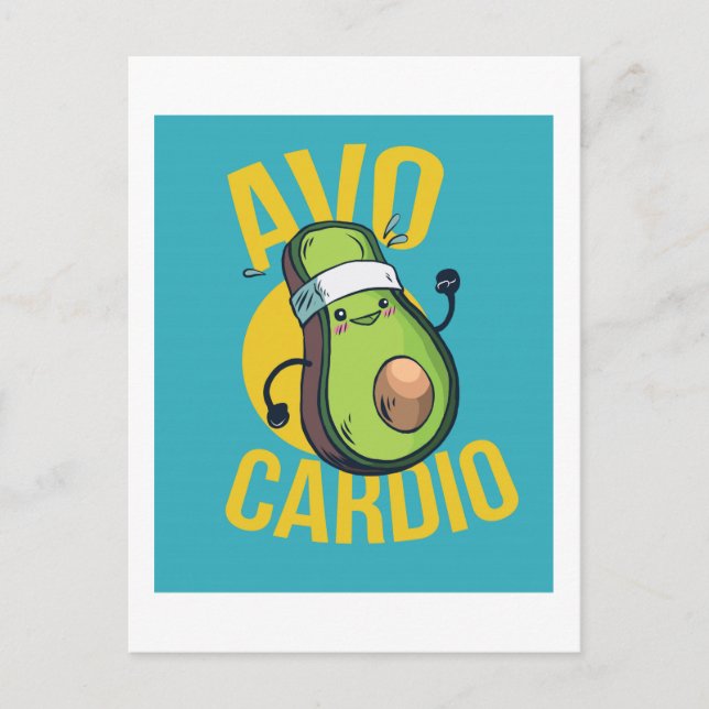 Funny AVOCARDIO Avocado Übung Herzgrafik Postkarte (Vorderseite)