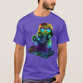 Funny Awesome Cat Playing Music 695 T-Shirt