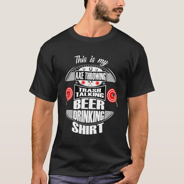 Funny Ax Throwing Beer Drink Design Stress Rel T-Shirt (Vorderseite)