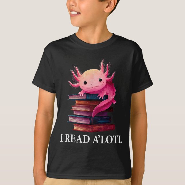 Funny Axolotl Book Lover Librarian Reading Library T-Shirt (Vorderseite)