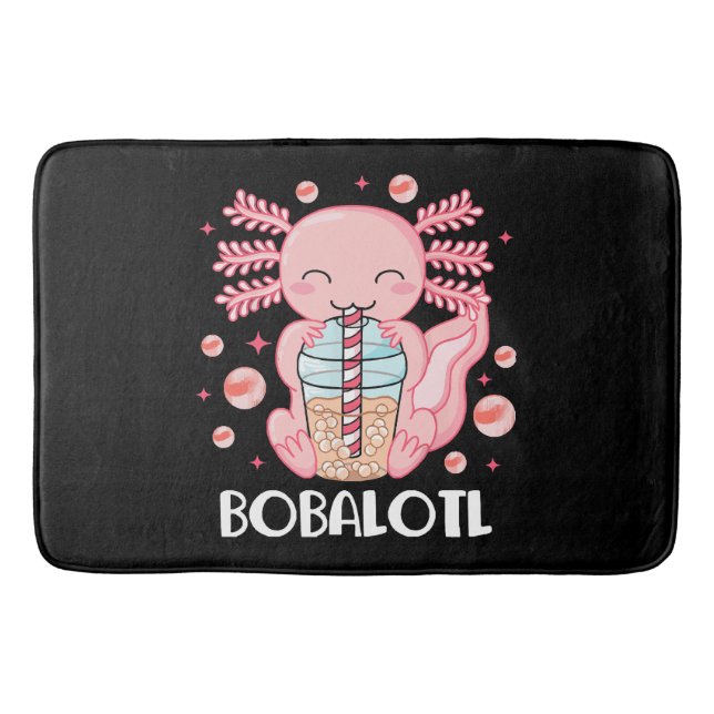 Funny Axolotl Bubble Tee Badematte (Vorderseite)