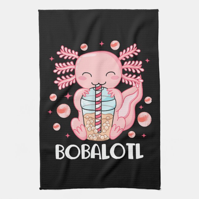 Funny Axolotl Bubble Tee Geschirrtuch (Vertikal)