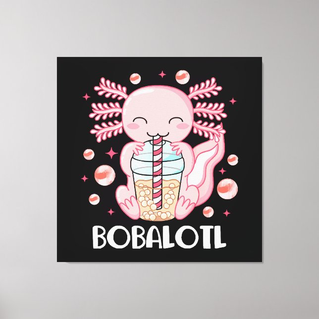 Funny Axolotl Bubble Tee Leinwanddruck (Vorderseite)