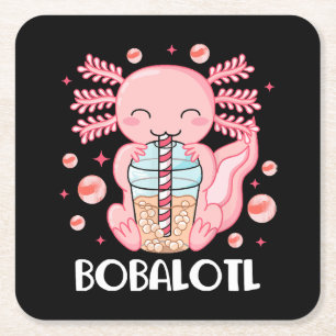 Funny Axolotl Bubble Tee Rechteckiger Pappuntersetzer