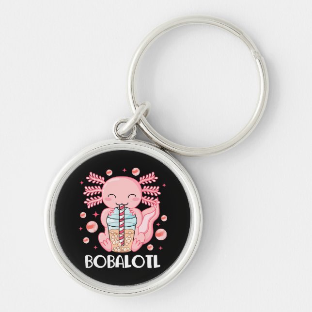Funny Axolotl Bubble Tee Schlüsselanhänger (Vorne)