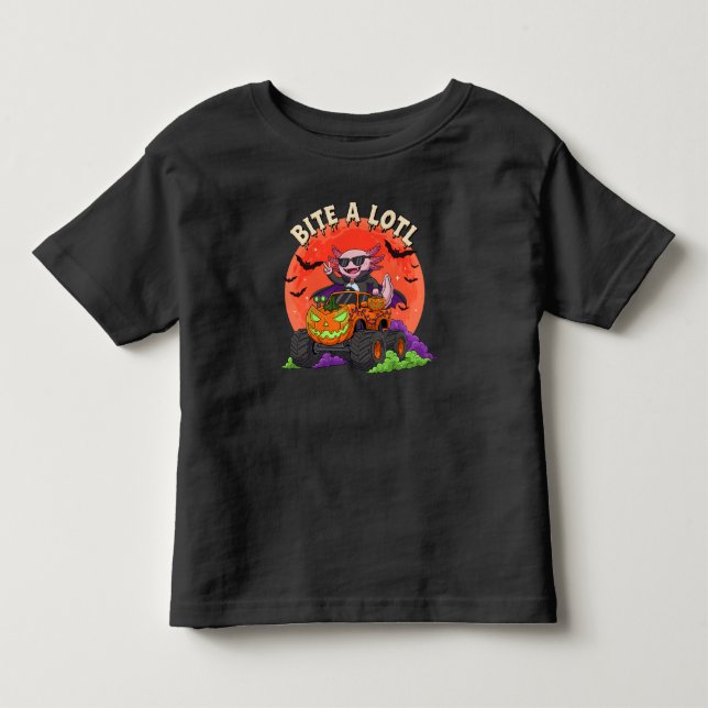 Funny Axolotl Dracula Halloween Monster Truck Kleinkind T-shirt (Vorderseite)