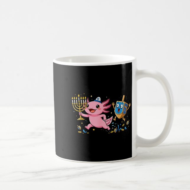 Funny Axolotl Dreidel Menorah Hanukkah Kids Womens Kaffeetasse (Rechts)