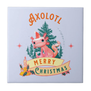 Funny Axolotl Frohe Weihnachten Fliese