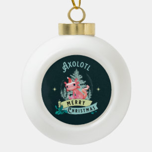 Funny Axolotl Frohe Weihnachten Keramik Kugel-Ornament