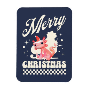 Funny Axolotl Frohe Weihnachten Magnet