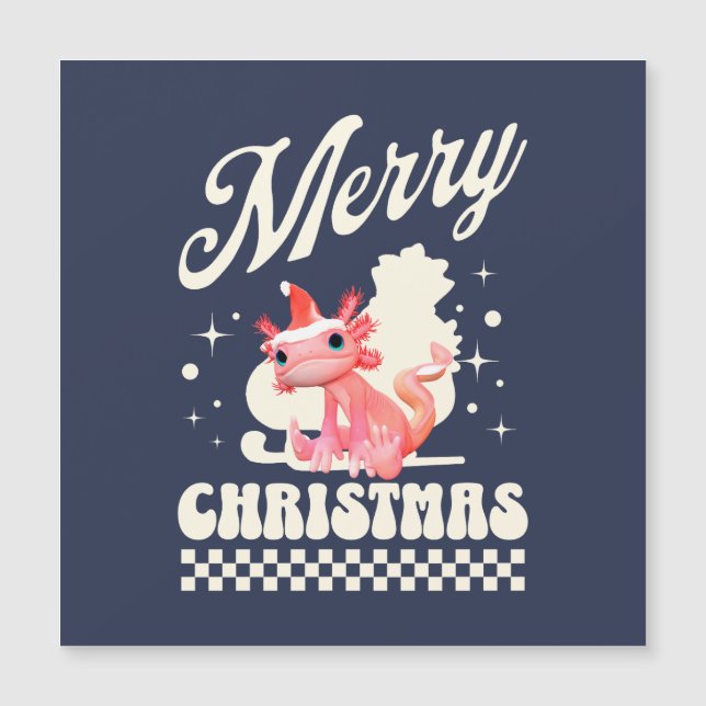 Funny Axolotl Frohe Weihnachten Magnetkarte (Vorderseite)