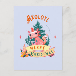 Funny Axolotl Frohe Weihnachten Postkarte