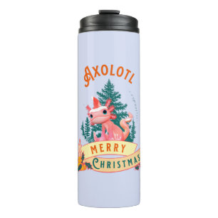 Funny Axolotl Frohe Weihnachten Thermosbecher