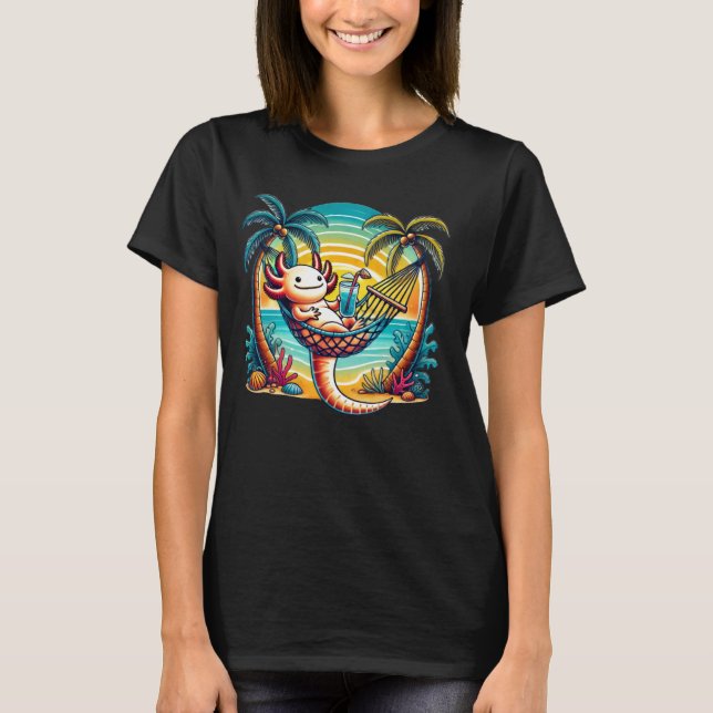 Funny Axolotl Hammock Beach T-Shirt (Vorderseite)