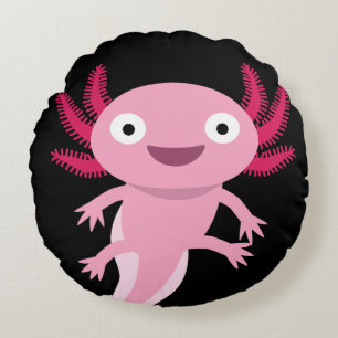 Funny Axolotl Illustration Rundes Kissen