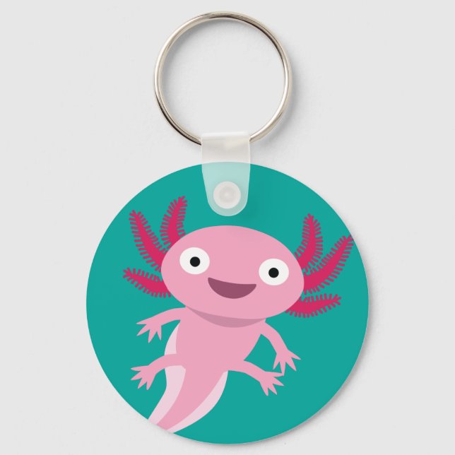 Funny Axolotl Illustration Schlüsselanhänger (Vorderseite)