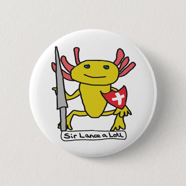 Funny Axolotl Knight Button (Vorderseite)