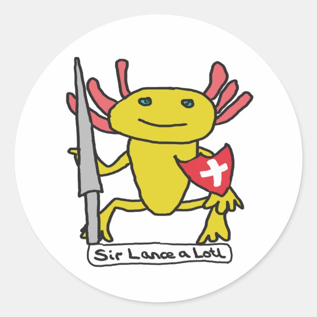 Funny Axolotl Knight Runder Aufkleber (Vorderseite)