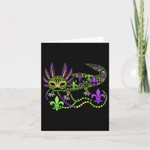 Funny Axolotl Mardi Festival Moon and Stars Karte