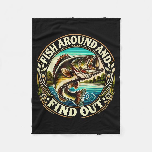 Funny B Fishing Men Dad Grandpa Fishing Lovers Ent Fleecedecke (Vorderseite)