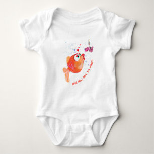 Funny Baby Bodysuit mit Happy Fish and Worm Strampler