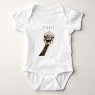 Funny Baby Bodysuit mit Playful Ostrich - Lächeln Strampler