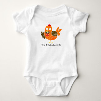 Funny Baby Closing Farm Animal Rooster w/Mustache Baby Strampler