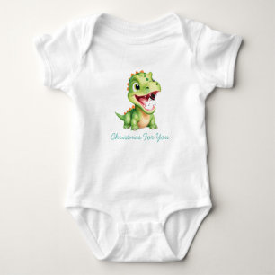 Funny baby Dinosaurier isst Schneemann Weihnachts- Strampler