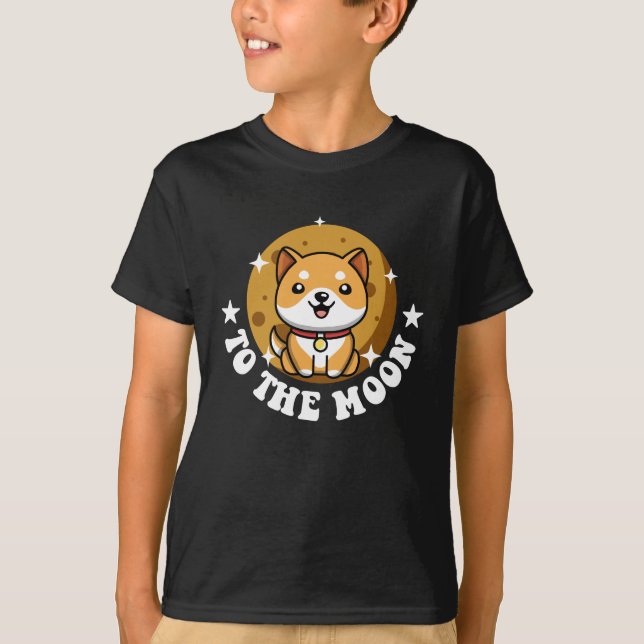 Funny Baby Doge Coin zum Mond T-Shirt (Vorderseite)