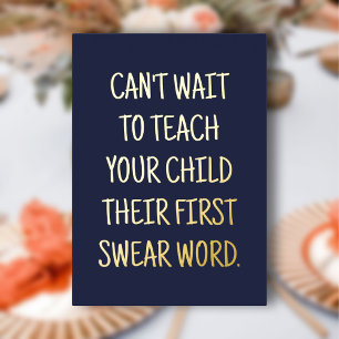 Funny Baby Dusche Glückwunsch Navy Blue Gold Folieneinladung