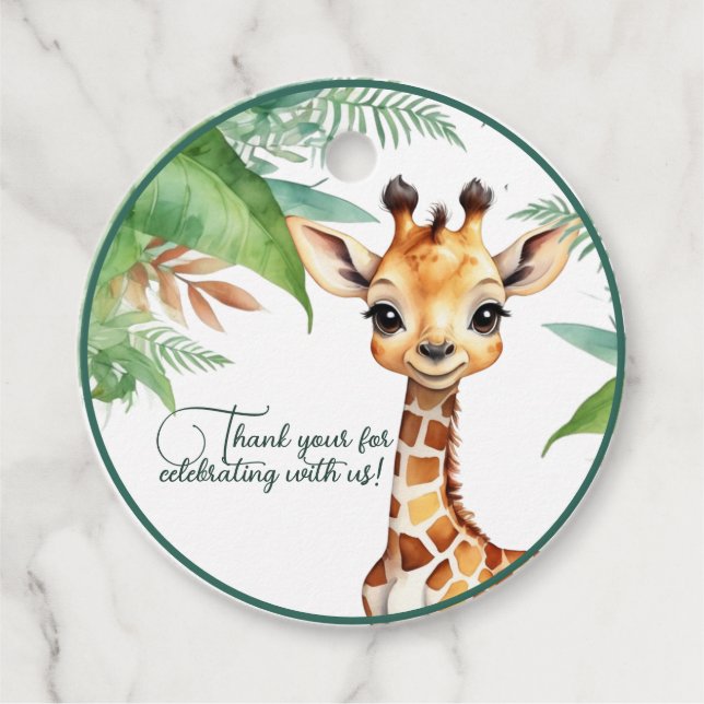 Funny Baby Duwer Dschungel mit Giraffe Geschenkanhänger (Vorderseite)