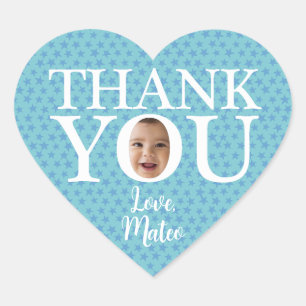 Funny Baby Gesicht blau Danke Sticker