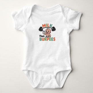 Funny Baby, Milk, dann Burpees, Gym Workout Bodysu Baby Strampler
