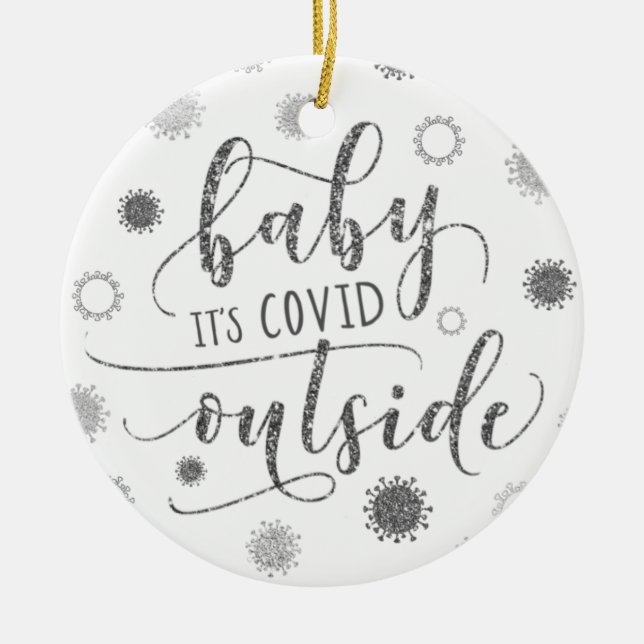 Funny BABY SEIN GEDECKTER AUSSERHALB 2020 Silberne Keramik Ornament (Vorne)